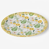 デイジー柄、黄金のトリム ペーパープレート (アングル)