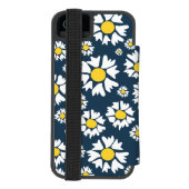 デイジー模様、白いデイジー、お名前 INCIPIO iPhoneウォレットケース (フォリオ裏面)