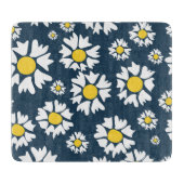 デイジー模様、花柄、白デイジー カッティングボード (正面)