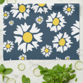デイジー模様、花柄、白デイジー キッチンタオル (折り畳み)