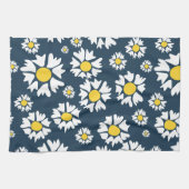 デイジー模様、花柄、白デイジー キッチンタオル (横)
