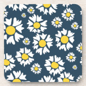 デイジー模様、花柄、白デイジー コースター (正面)