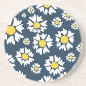 デイジー模様、花柄、白デイジー コースター (正面)