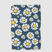 デイジー模様、花柄、白デイジー ゴルフタオル (正面)