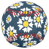 デイジー模様、花柄、白デイジー ソフトボール (正面)