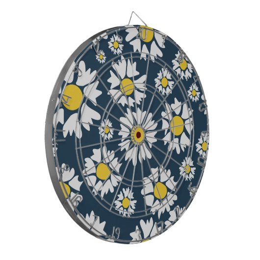 デイジー模様、花柄、白デイジー ダーツボード (正面左)