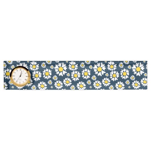 デイジー模様、花柄、白デイジー デスクネームプレート (正面)