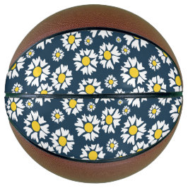 デイジー模様、花柄、白デイジー バスケットボール