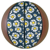 デイジー模様、花柄、白デイジー バスケットボール (縦)