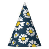 デイジー模様、花柄、白デイジー パーティーハット (左)