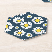 デイジー模様、花柄、白デイジー ペーパーコースター (アングル)