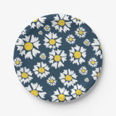 デイジー模様、花柄、白デイジー ペーパープレート (正面)