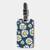 デイジー模様、花柄、白デイジー ラゲッジタグ (正面縦)