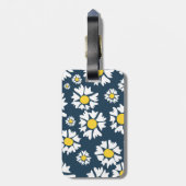 デイジー模様、花柄、白デイジー ラゲッジタグ (裏面縦)
