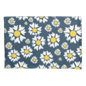 デイジー模様、花柄、白デイジー 枕カバー (正面)