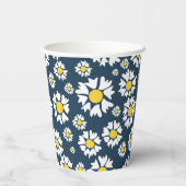 デイジー模様、花柄、白デイジー 紙コップ (裏面)