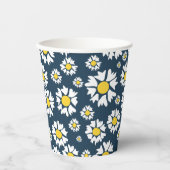 デイジー模様、花柄、白デイジー 紙コップ (正面)