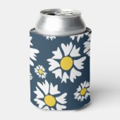 デイジー模様、花柄、白デイジー 缶クーラー (缶正面)