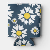 デイジー模様、花柄、白デイジー 缶クーラー (正面)