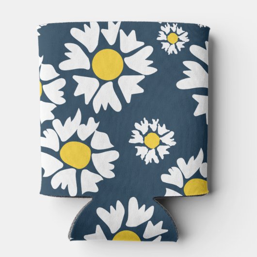 デイジー模様、花柄、白デイジー 缶クーラー (裏面)