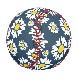 デイジー模様、花柄、白デイジー 野球ボール