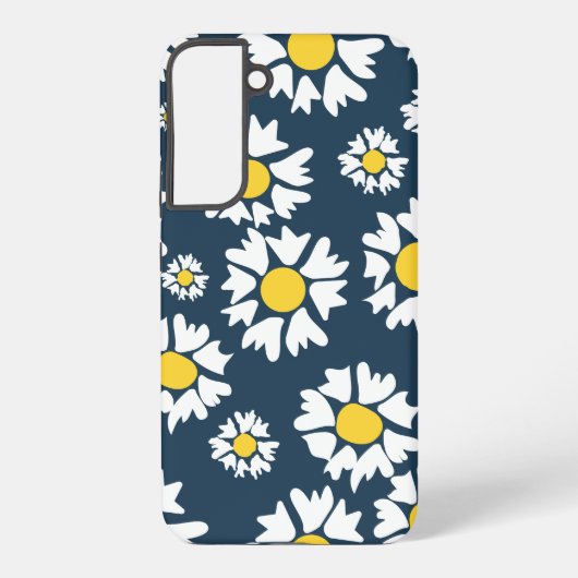 デイジー模様、花柄、白デイジー SAMSUNG GALAXYケース (裏面)