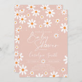 デイジー水彩フローラ赤ちゃんシャワー招待 招待状 (正面/裏面)