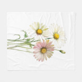 デイジー水彩花モダンプロフェッショナル フリースブランケット (正面(横))