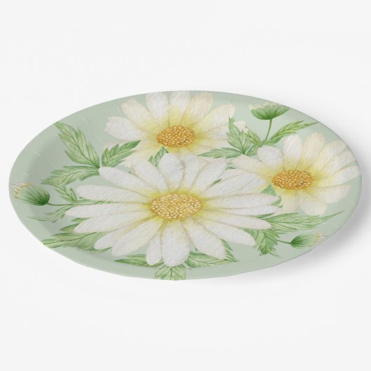 デイジー水彩花紙プレート ペーパープレート (アングル)