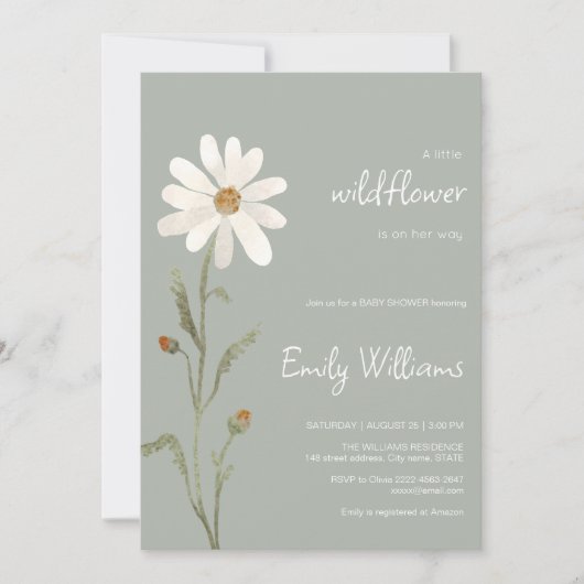 デイジー水色の赤ミニマルちゃんシャワー 招待状 (正面)