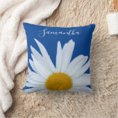 デイジー海ブルーホワイトスクリプト クッション (ブランケット)