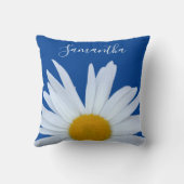 デイジー海ブルーホワイトスクリプト クッション (裏面)