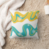 デイジー溝 – ターコイズと黄色 クッション (ブランケット)