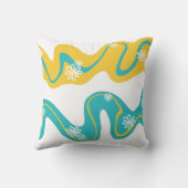 デイジー溝 – ターコイズと黄色 クッション (裏面)