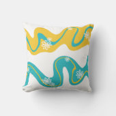 デイジー溝 – ターコイズと黄色 クッション (正面)