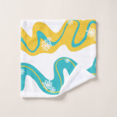 デイジー溝 – ターコイズと黄色 バスタオルセット (ウォッシュタオル)