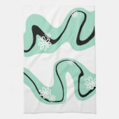 デイジー溝(ミントグリーン、白黒) キッチンタオル (縦)