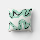 デイジー溝（ミントグリーン、白黒） クッション (正面)