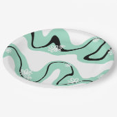 デイジー溝（ミントグリーン、白黒） ペーパープレート (アングル)