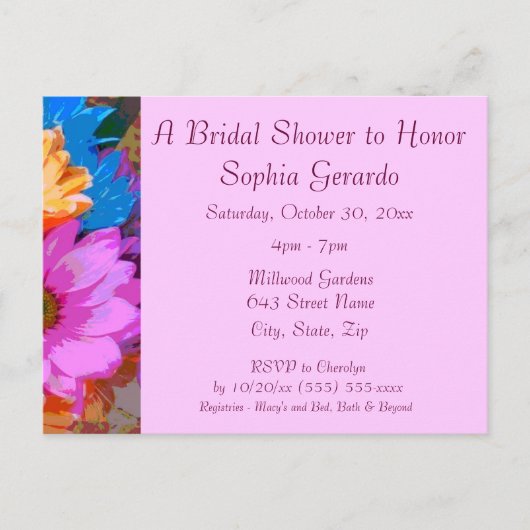 "デイジー熱狂する" (1) - Bridal Shower Invitation インビテーションポストカード (正面)