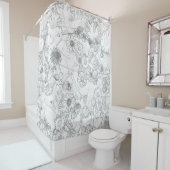 デイジー牧草地のライトグレー模様シャワーカーテン シャワーカーテン (インサイチュ)