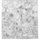 デイジー牧草地のライトグレー模様シャワーカーテン シャワーカーテン (正面)