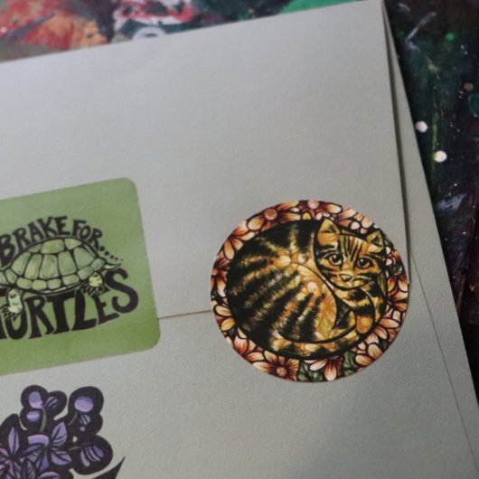 デイジー猫フローラ猫虎猫花キャットデイ ラウンドシール