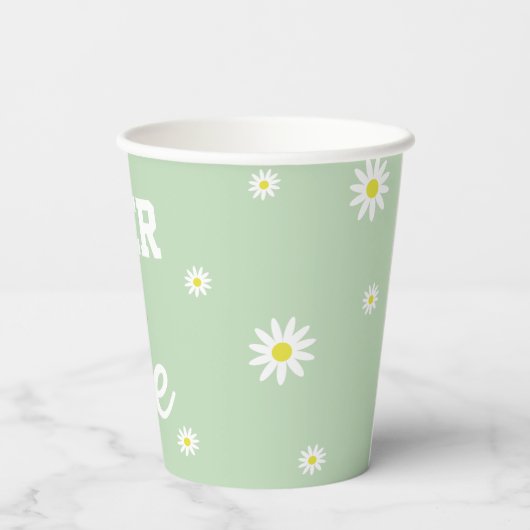 デイジー男女兼用1st誕生日パーティーボホグリーン 紙コップ (裏面)