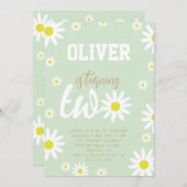 デイジー男女兼用2nd誕生日パーティーボホホワイト 招待状 (正面/裏面)