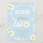 デイジー男女兼用2nd誕生日パーティーボホホワイト 招待状 (正面/裏面)