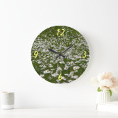 デイジー畑アラスカン野花 ラージ壁時計 (ホーム)