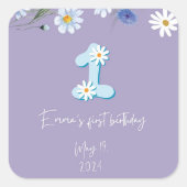 デイジー番号1誕生日シール スクエアシール (正面)