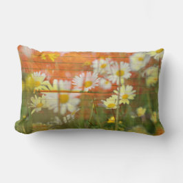 デイジー白い黄色の花装飾用クッションLumbar ランバークッション
