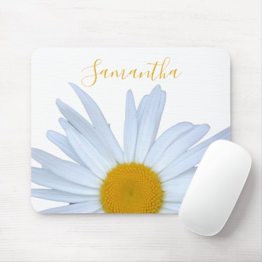 デイジー白エレガント黄スクリプトマウスパッド マウスパッド (マウス)